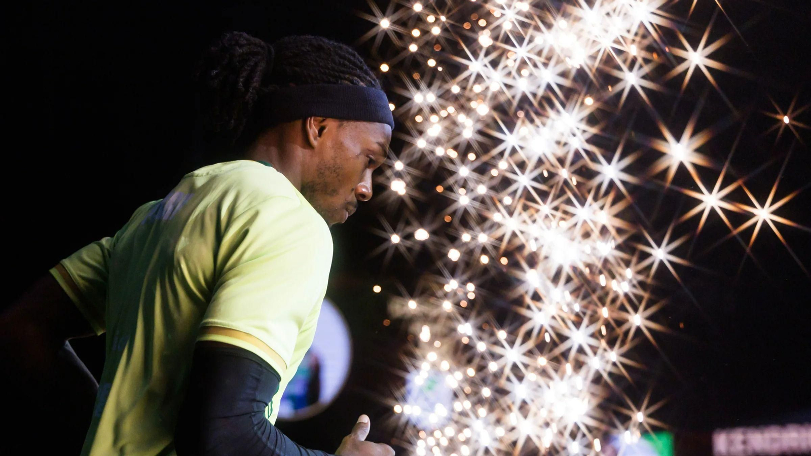 Kendrick Perry antes del encuentro.