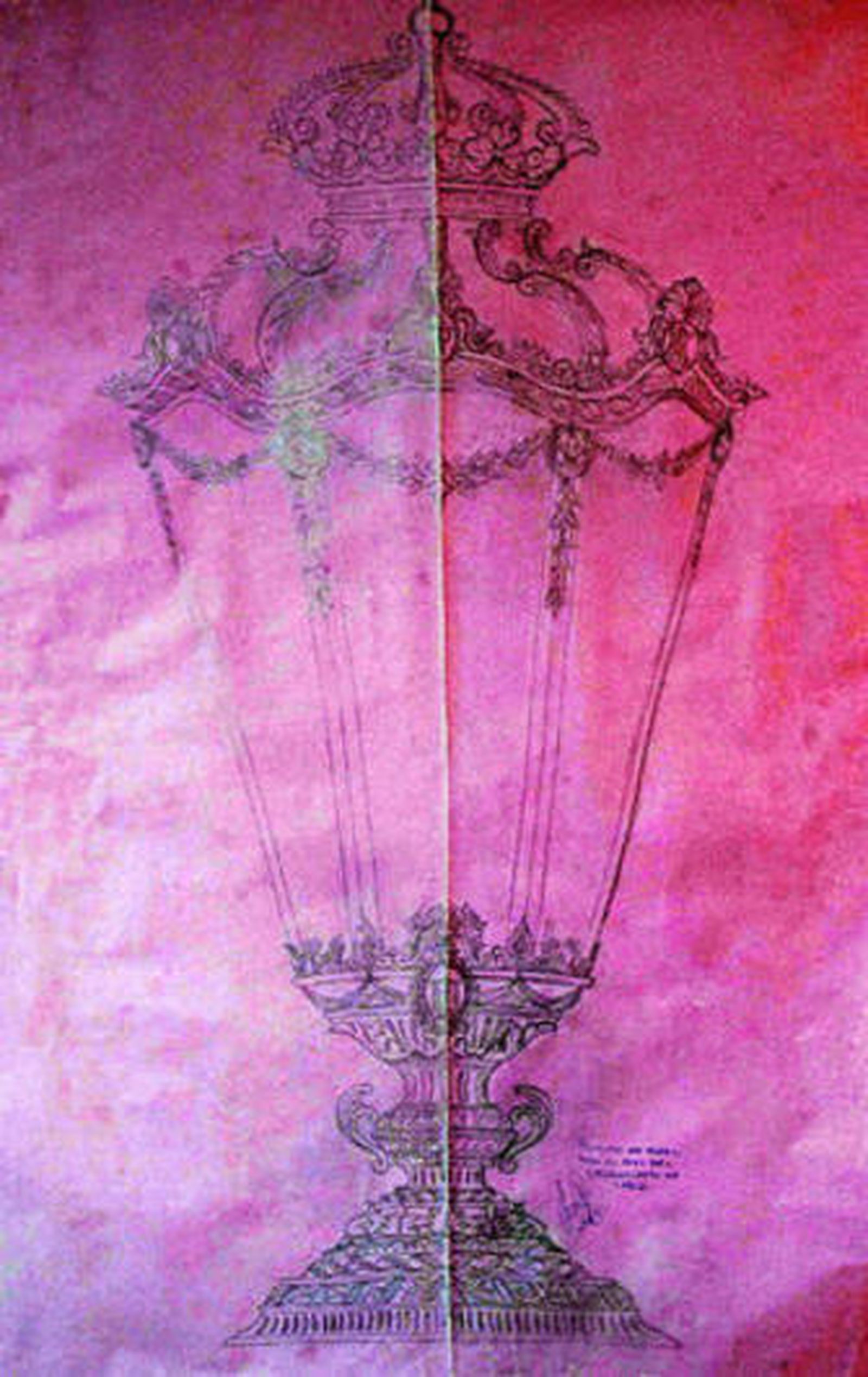 Boceto de los faroles que en el futuro tendrá el paso de Descendimiento.