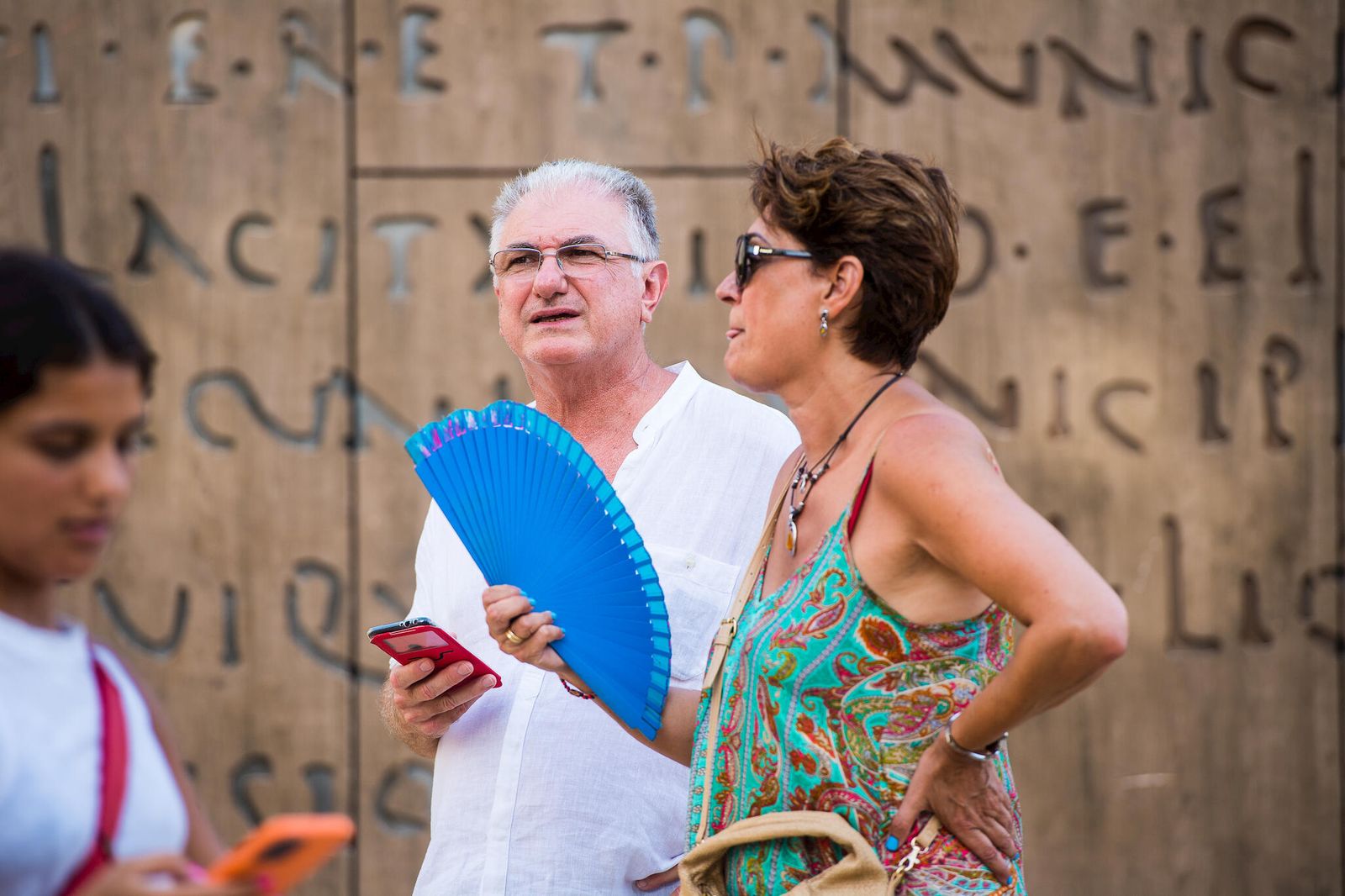 Una mujer con un abanico este miércoles en Málaga.