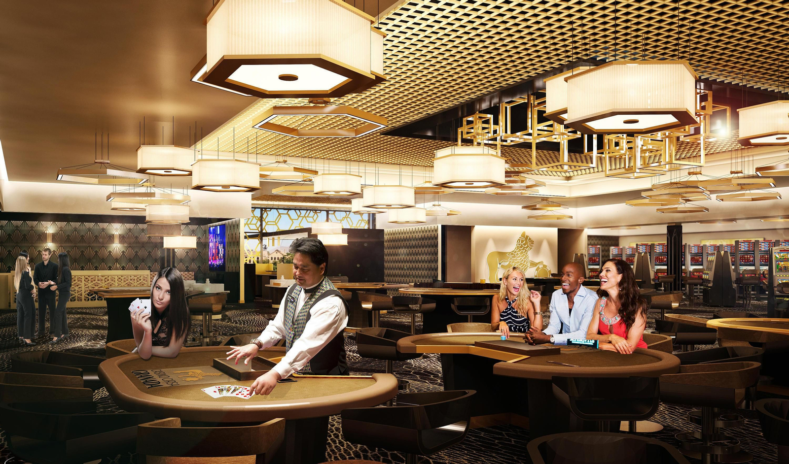 Recreación de las mesas de póker del casino.