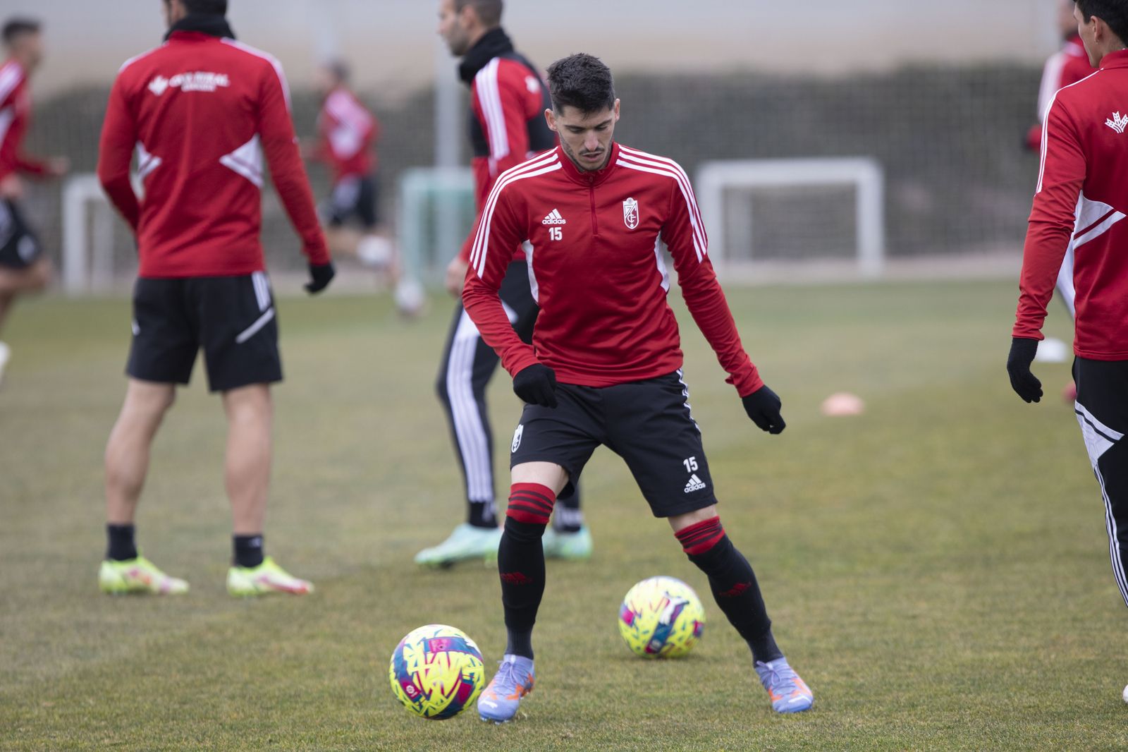 Carlos Neva, en el entrenamiento de este martes