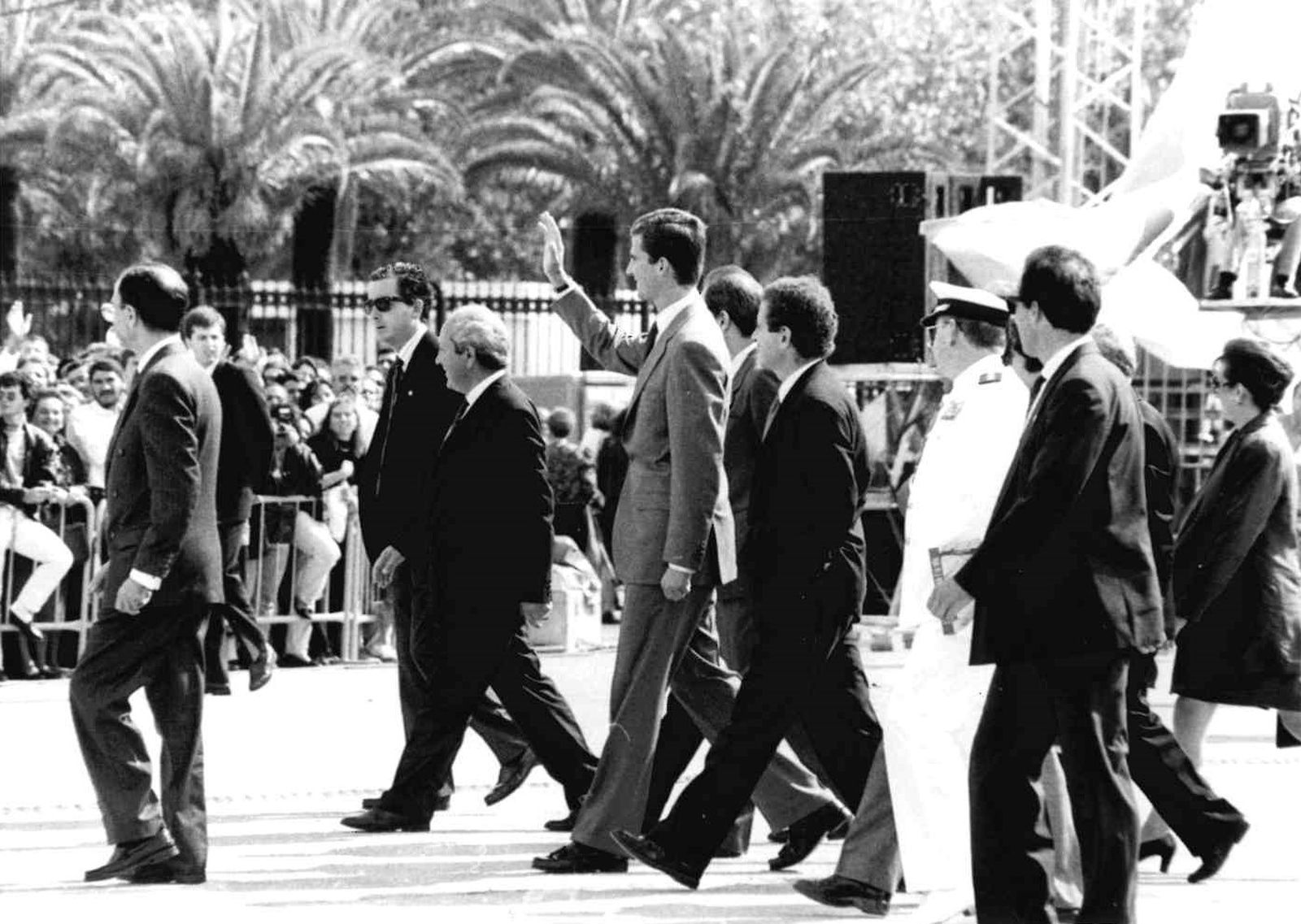 Visita del Príncipe Felipe en 1991 a Huelva