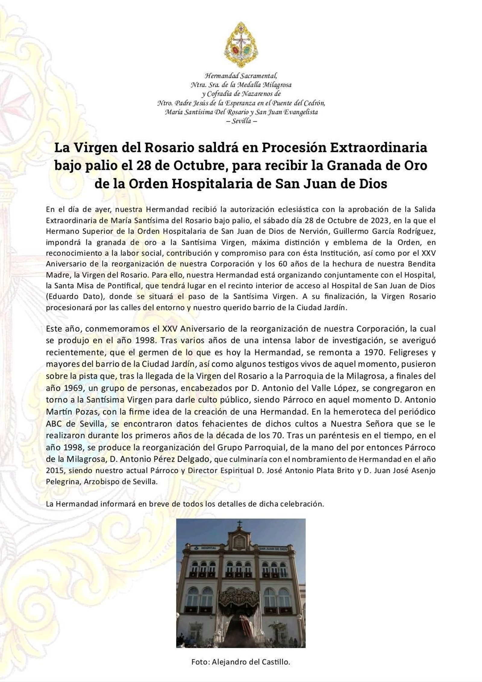 El comunicado oficial informando del evento