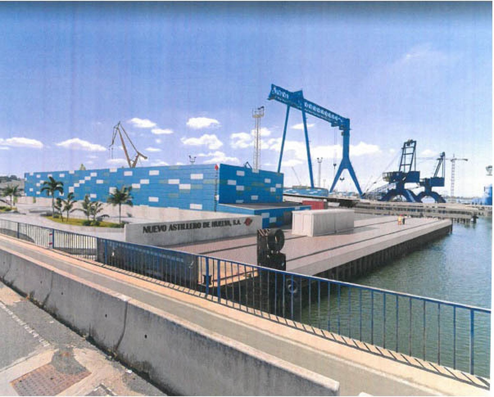 Recreación de la imagen que tendrán los nuevos astilleros en Huelva.