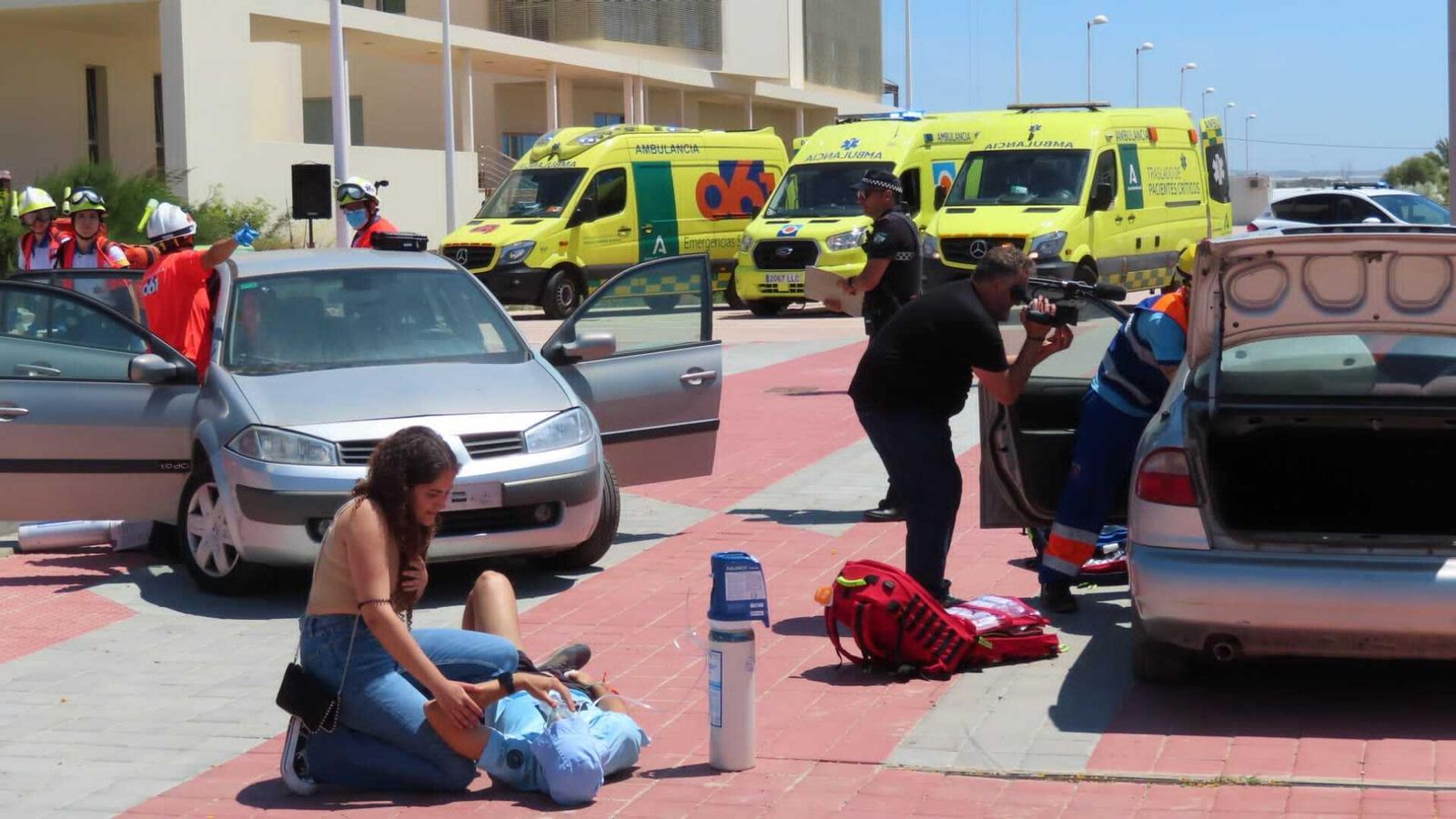 El simulacro de accidente con dos turismos y siete víctimas