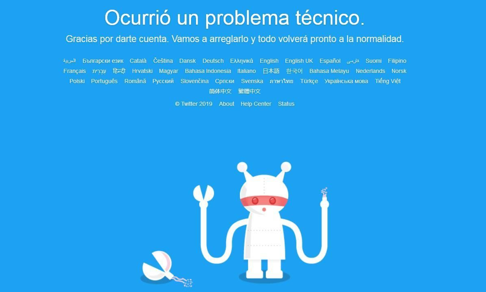Página de error de Twitter