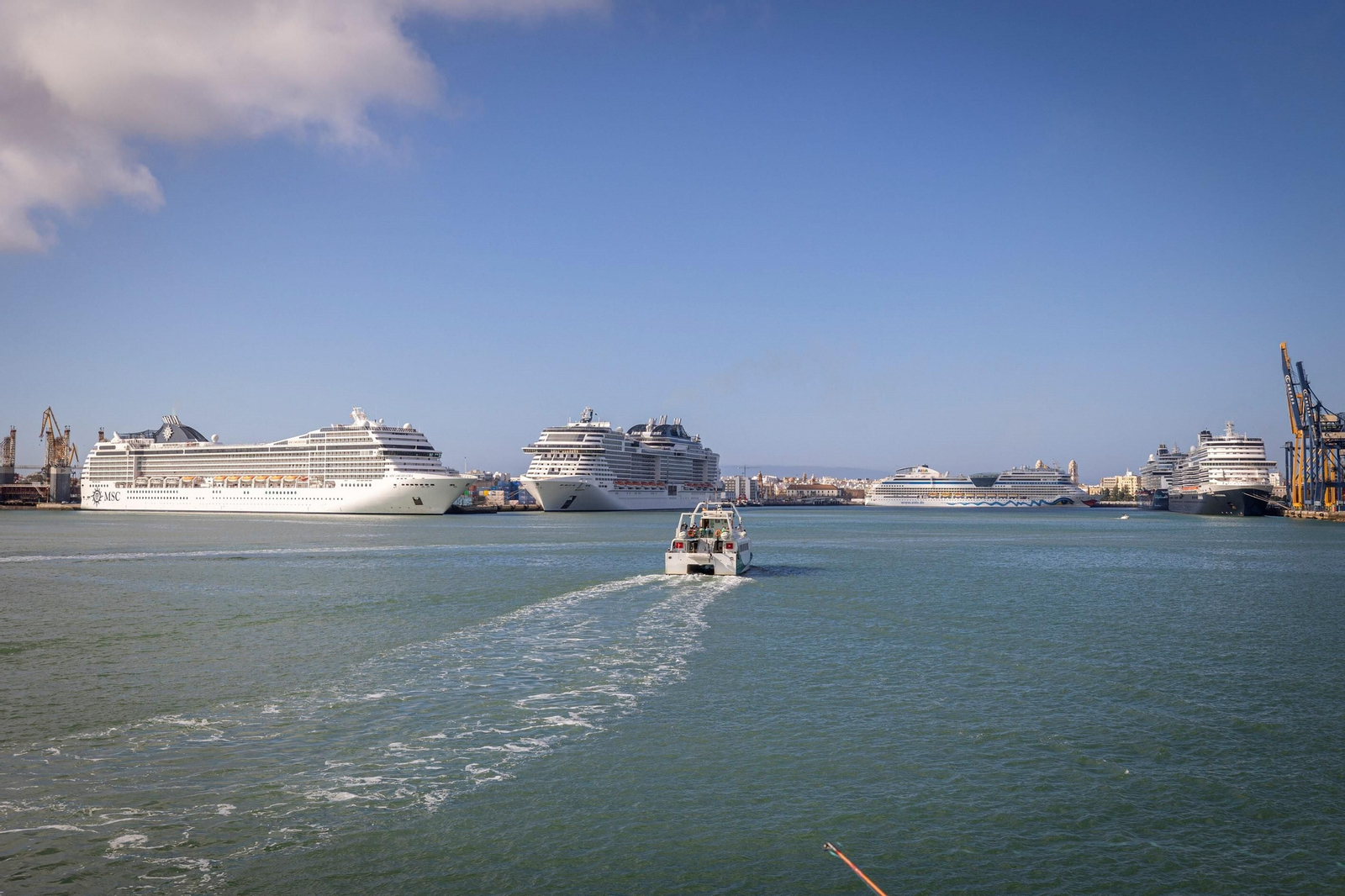 Imágenes de Cádiz con los turistas llegados a Cádiz a bordo de cinco cruceros