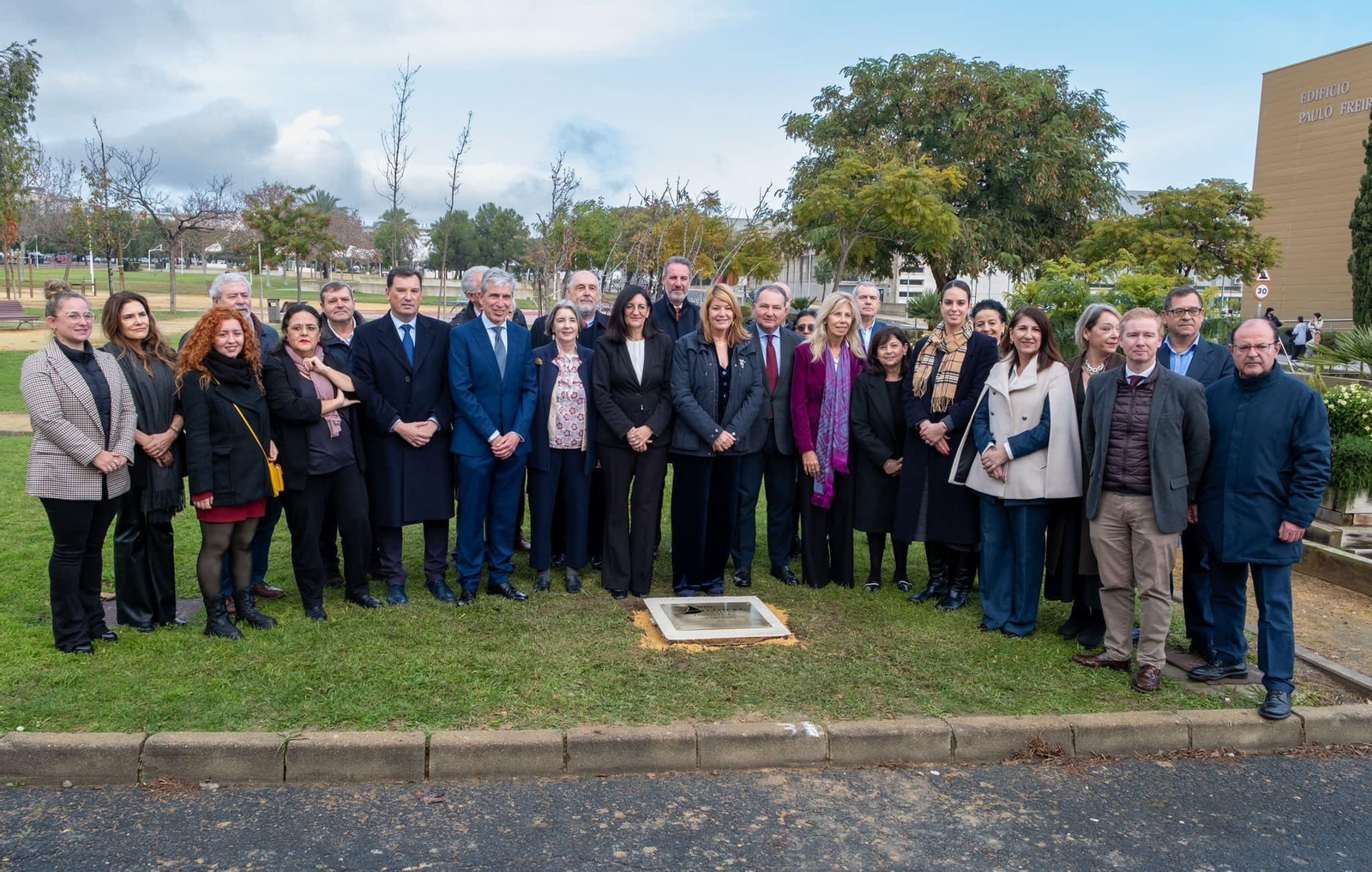 Primera piedra del Museo de las Américas en Huelva.