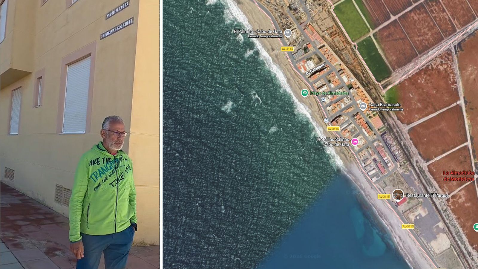 Pepe lleva 20 años viviendo en una calle que no tiene nombre en la Almadraba de Monteleva.