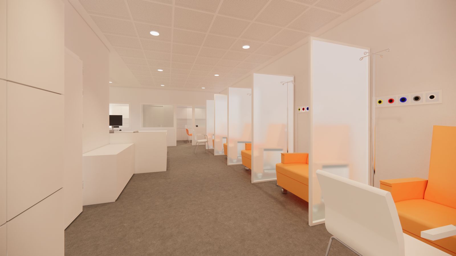 Recreación del Hospital de Día de Alergias del Macarena proyectado.