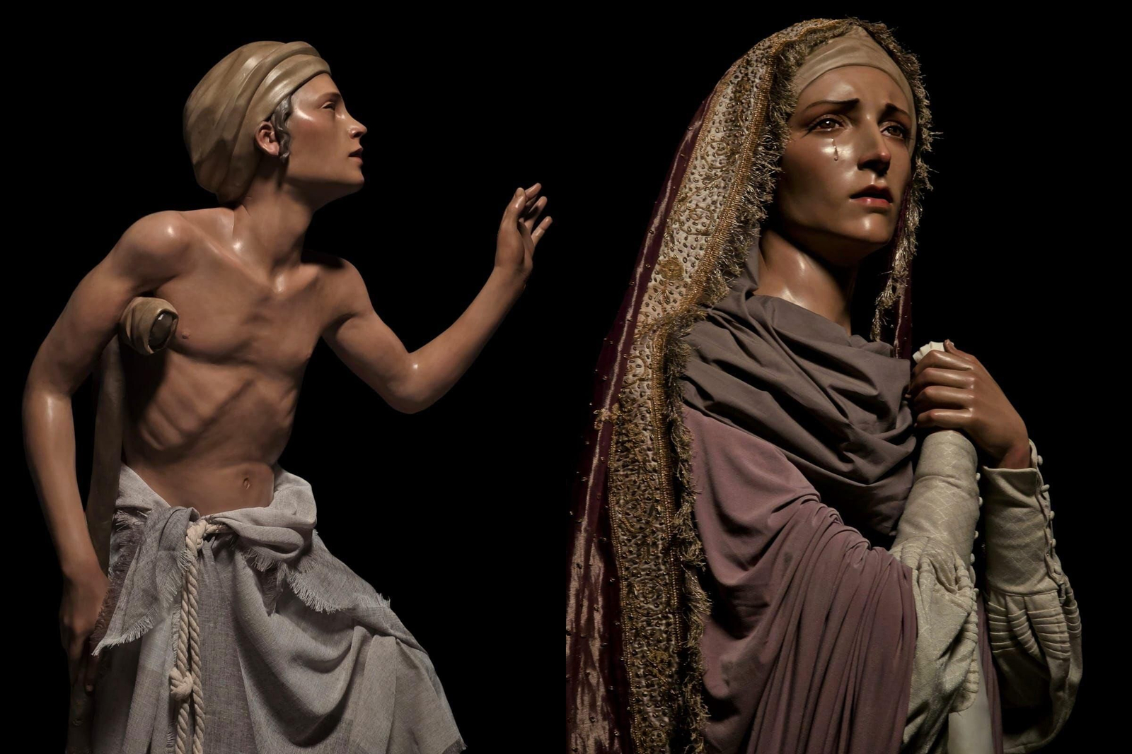 Imágenes del niño tullido y la Verónica que formarán parte del misterio