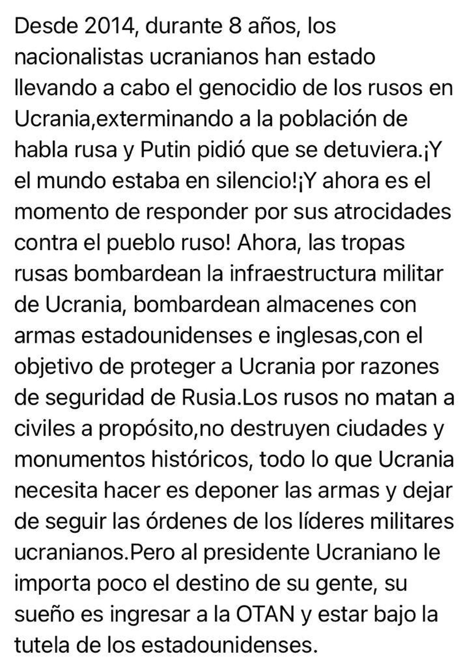 Folleto informativo ruso sobre la guerra que les dieron en el hotel.