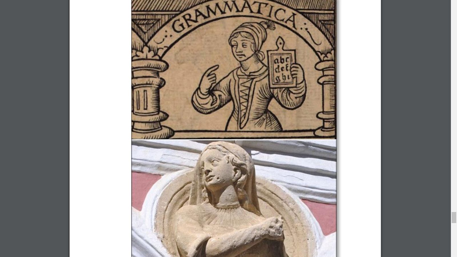 Comparativa entre la Gramática en Chasseneuz y el medallón correspondiente.