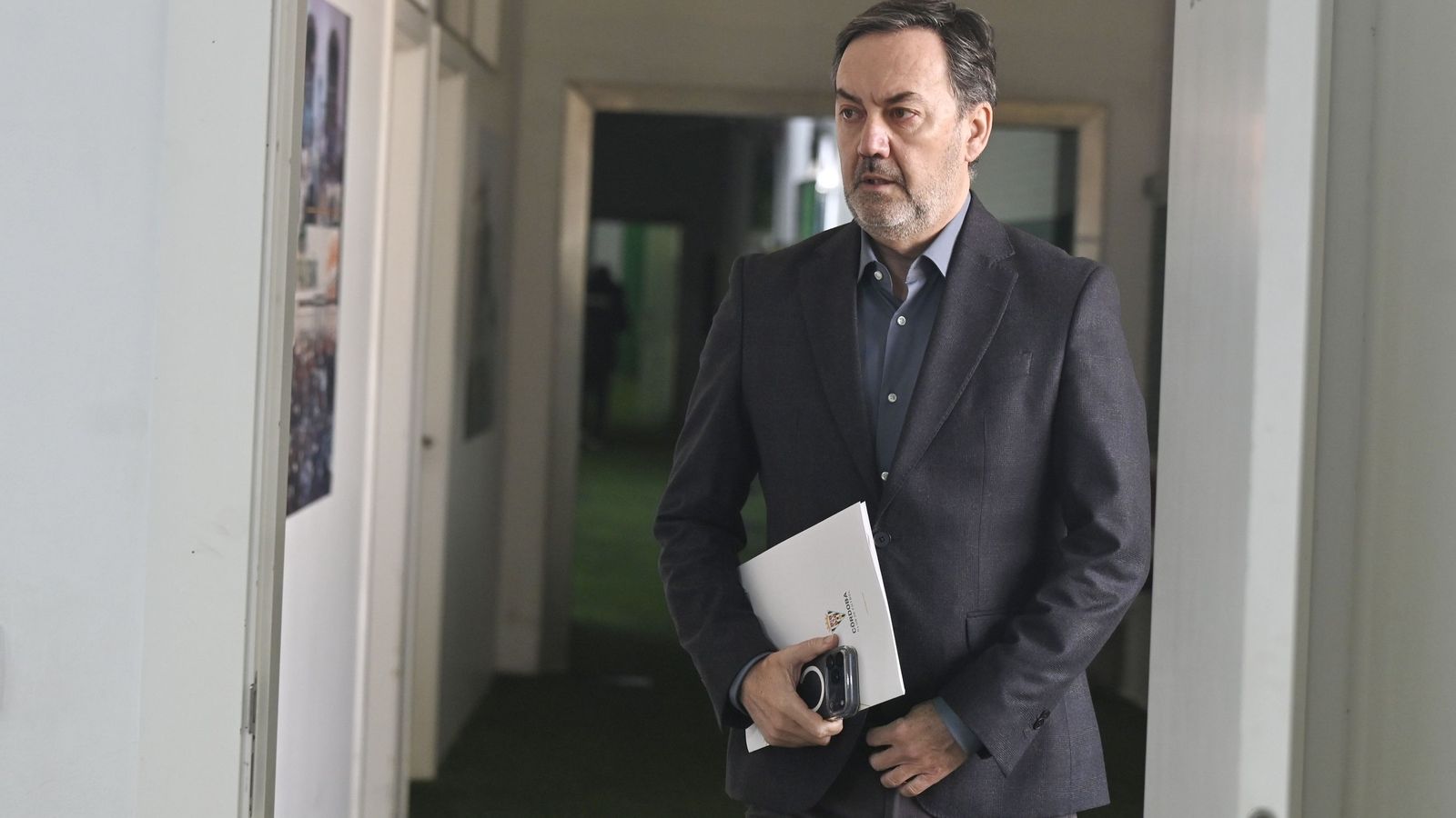 Monterrubio, antes de entrar en la sala de prensa del estadio.