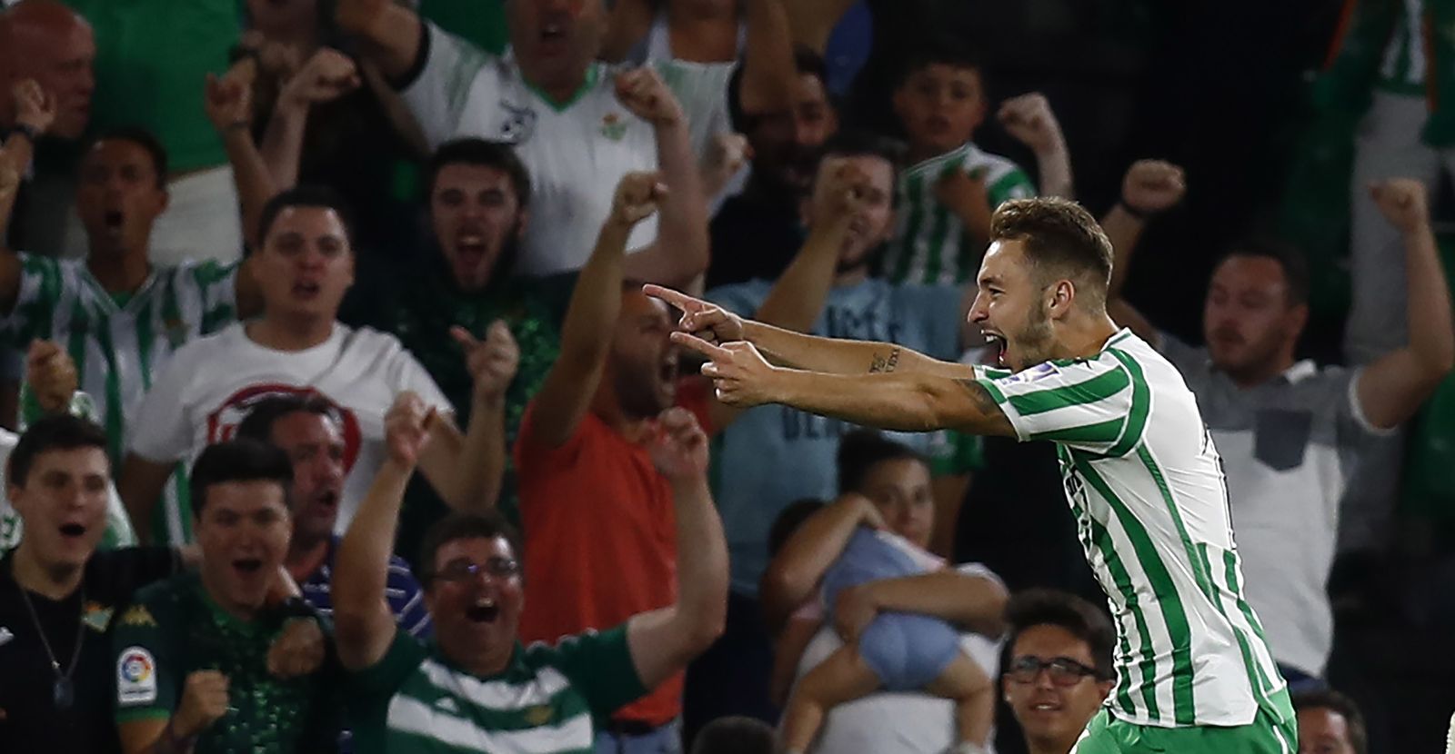 Loren celebra el sexto y último gol del Betis en esta Liga, ante el Leganés.
