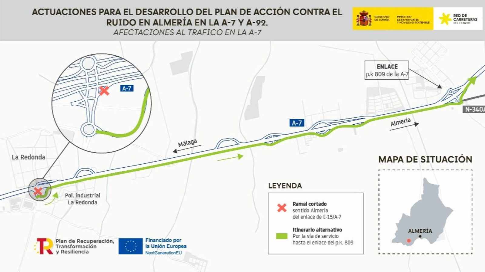 Afectaciones al tráfico en la A-7 en su paso por El Ejido.