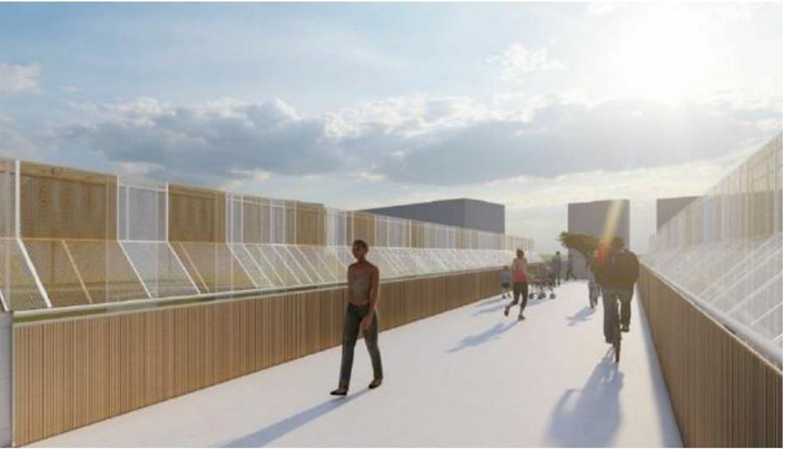 Con cinco metros de ancho, el proyecto básico la configura con uso mixto permitiendo el tránsito de peatones y ciclistas, y estará dotada de un cerramiento antivandálico.