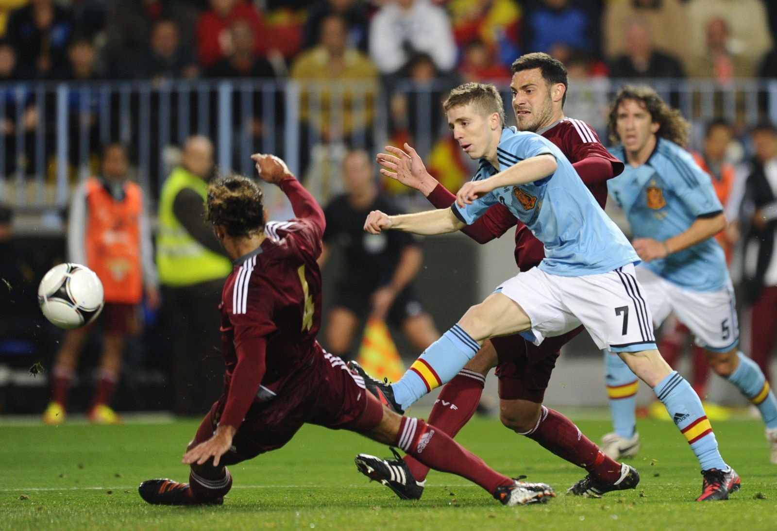 Iker Muniain, en su debut con España en La Rosaleda.