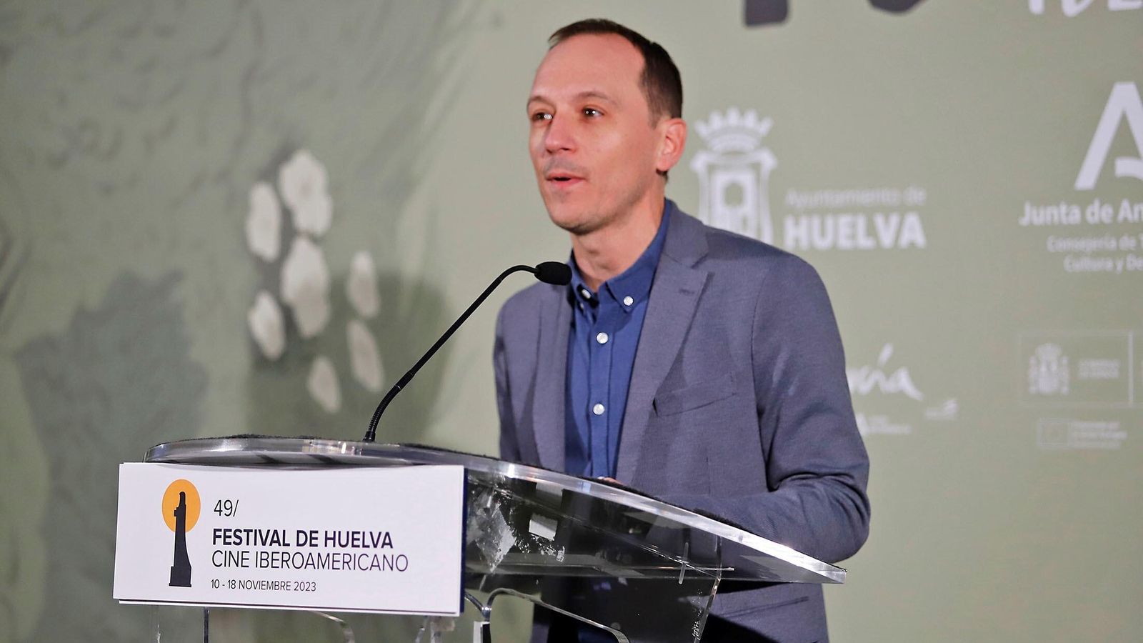 Manuel H. Martín en la presentación oficial de la 49 edición del Festival de Huelva de Cine Iberoamericano.