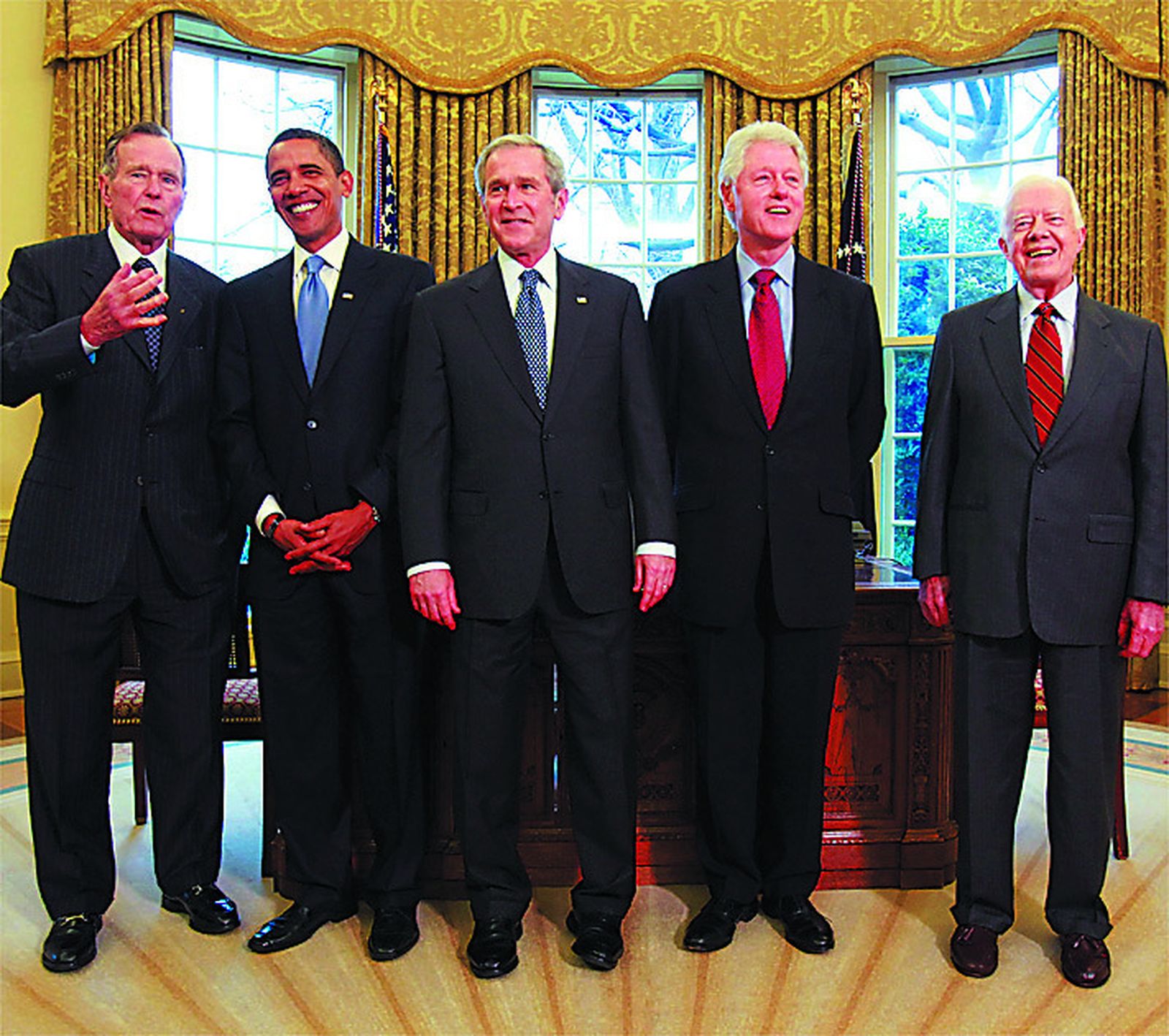 Bush, Obama, Bush, Clinton y Carter, ex presidentes de los EEUU