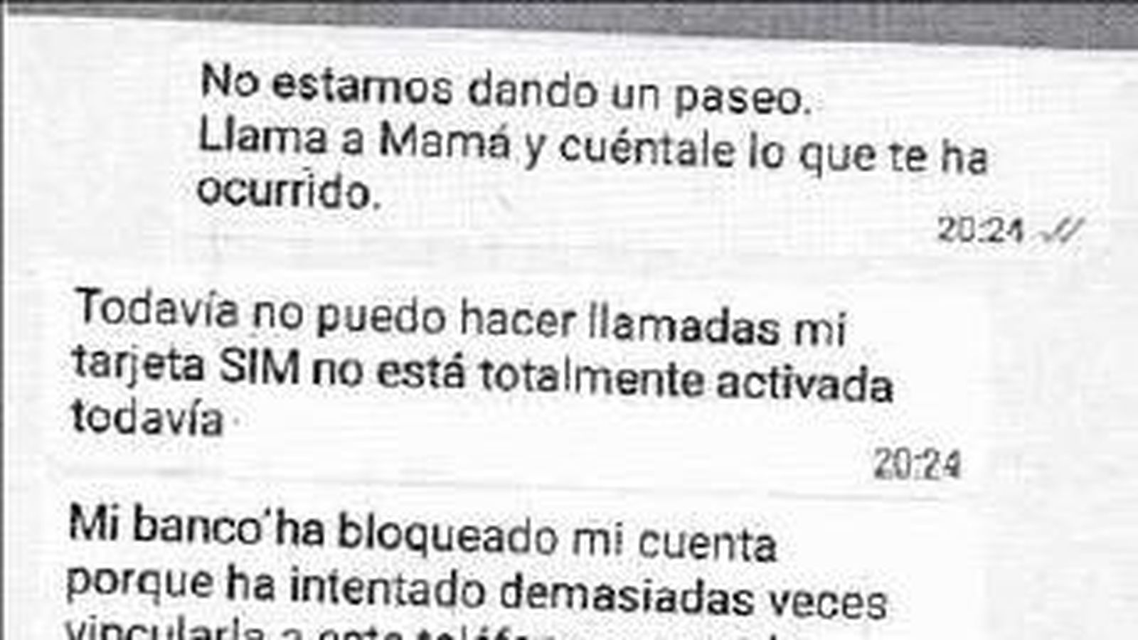 Otra de las capturas de los mensajes de los estafadores.