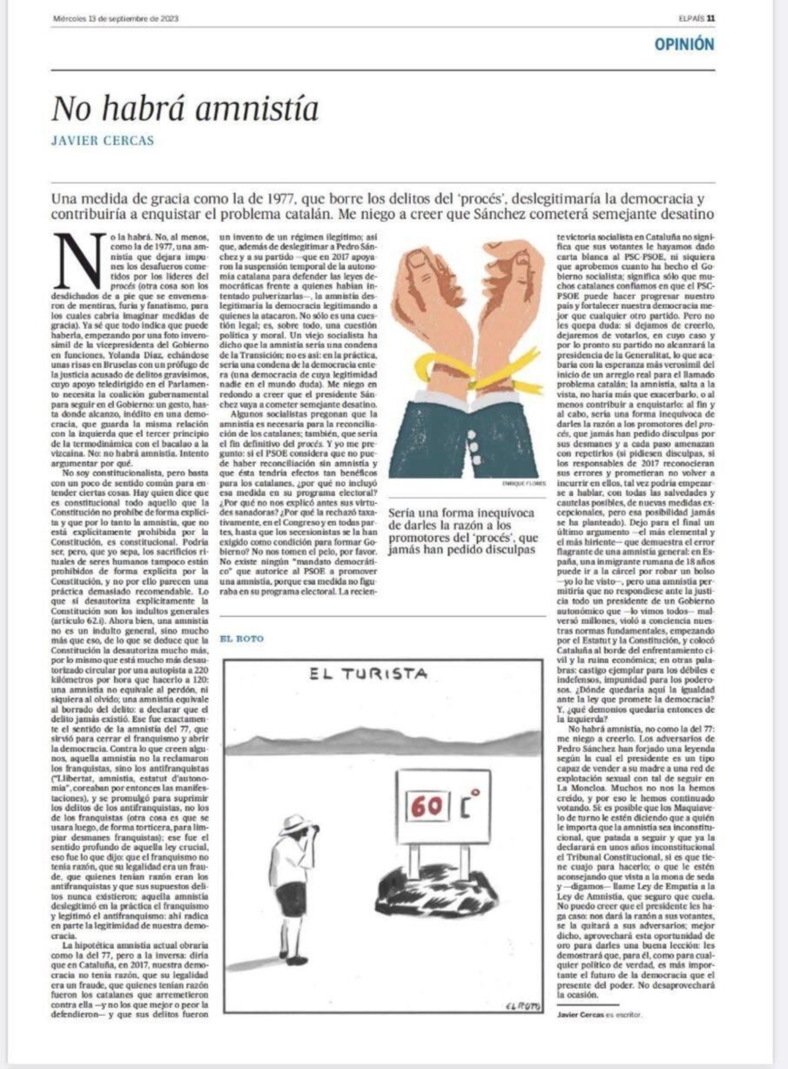 Excelente artículo de Javier Cercas en El País