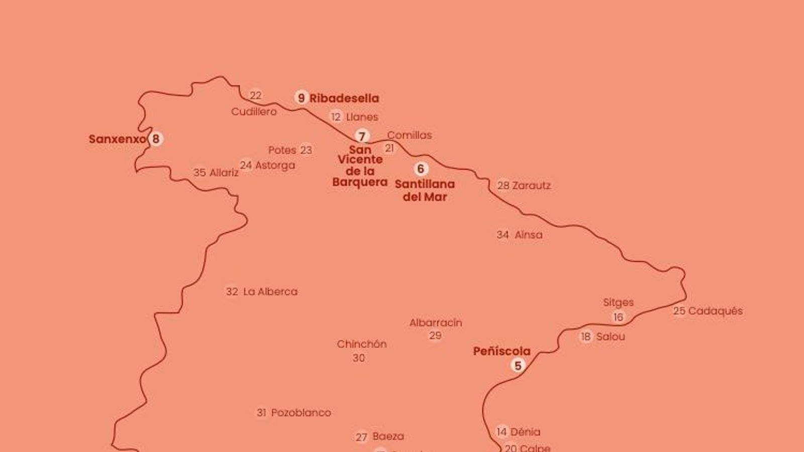 Mapa de los pueblos más felices de España Mapa de los pueblos más felices de España