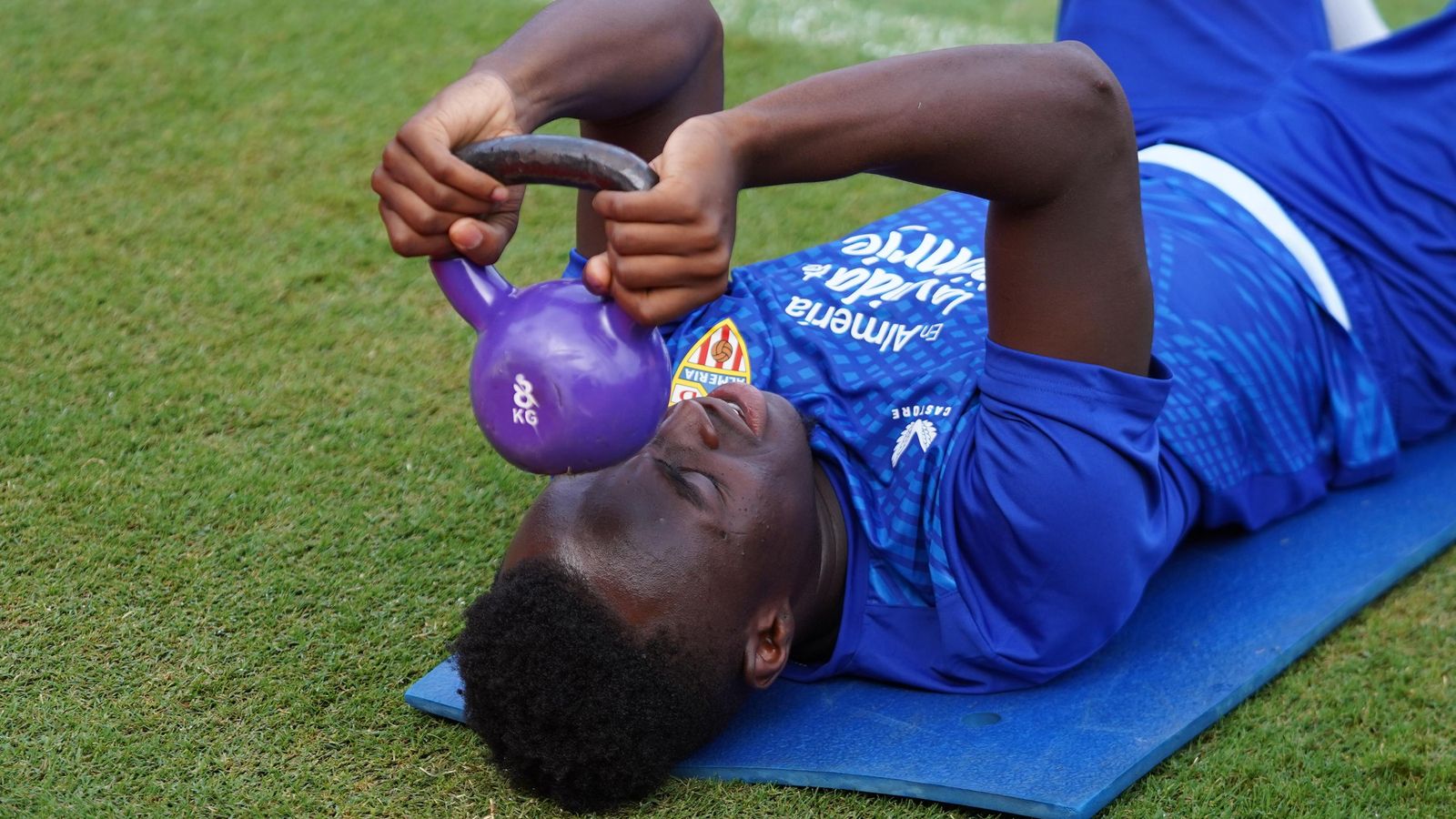 El extremo, en un entrenamiento de la segunda semana de agosto