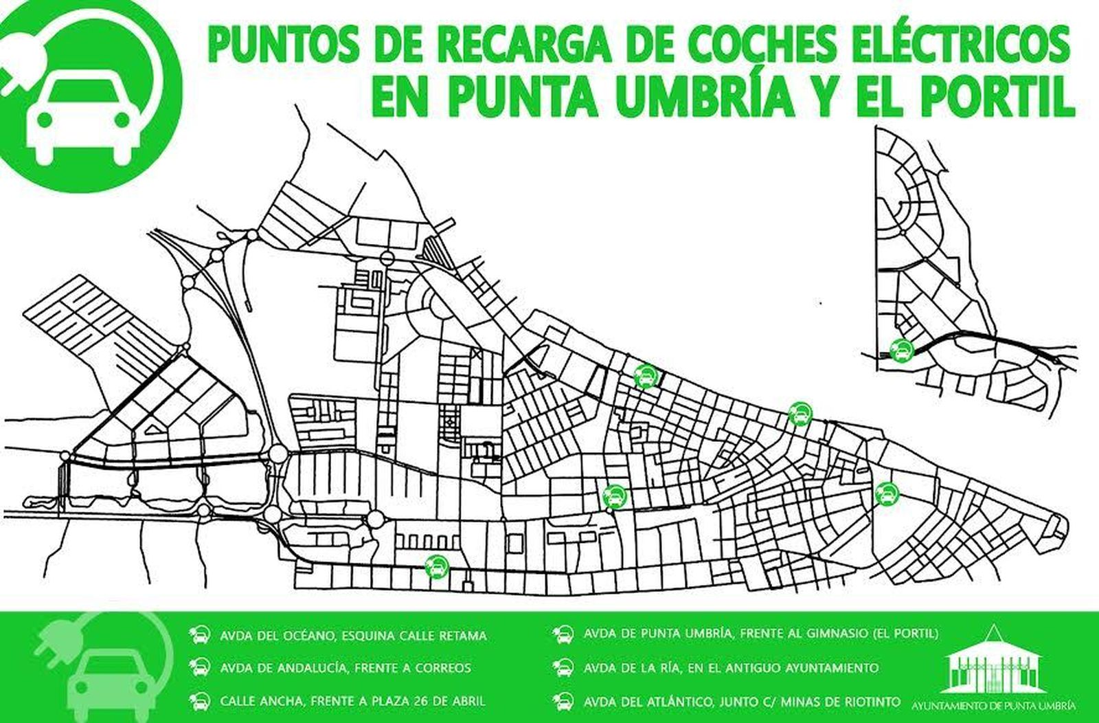 Puntos de recarga de coches eléctricos de Punta Umbría