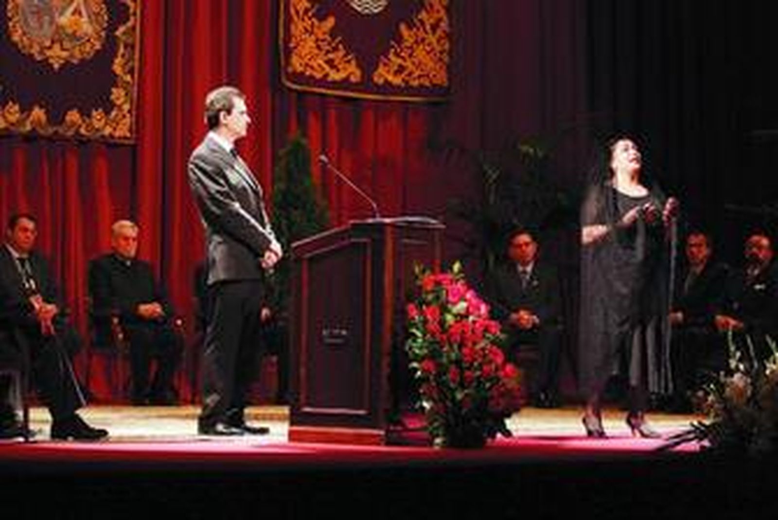 José Manuel Romo, en un momento de su pregón de la Semana Santa portuense el pasado año.