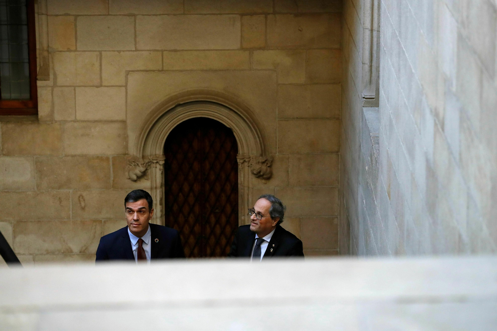 Pedro Sánchez y Quim Torra, durante la reunión que mantuvieron en el Palau de la Generalitat  el pasado 6 de febrero.
