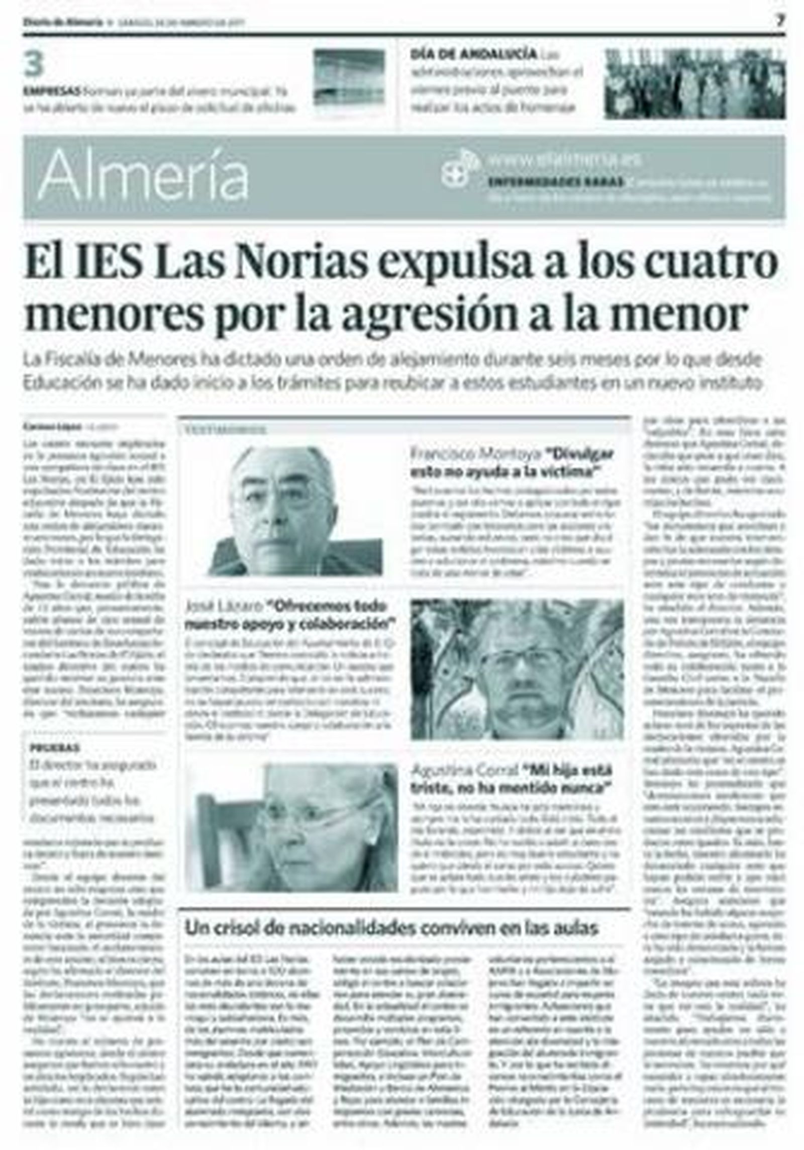 Libertad vigilada para los tres menores del IES Las Norias por tocamientos a su compañera