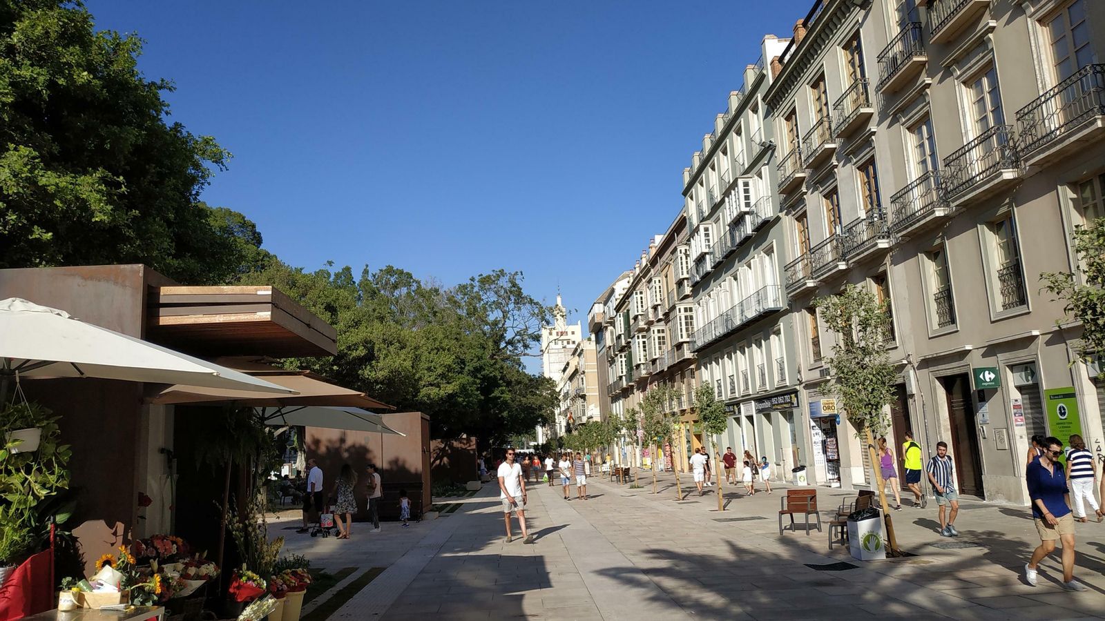 Aspecto actual del lateral sur de la Alameda tras su reurbanización.