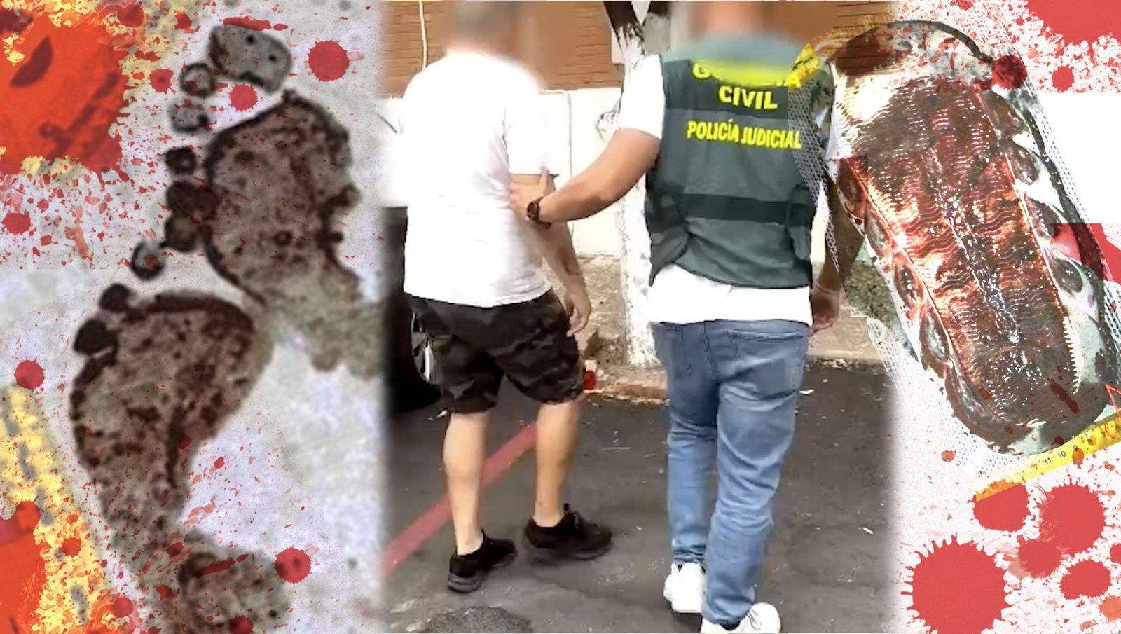 Restos de huellas, el detenido y el calzado ensangrentado del asesino.