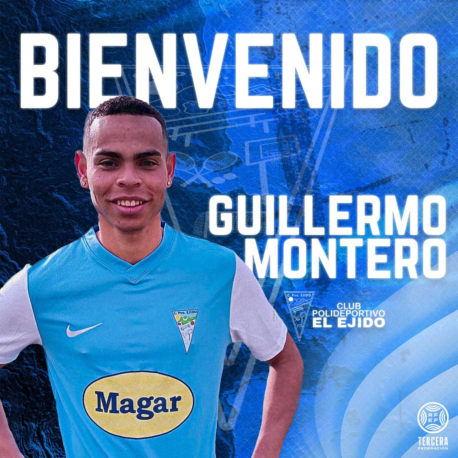 Cartel con el que el conjunto celeste anunciaba la llegada de Guillermo Montero, una de sus últimas incorporaciones.