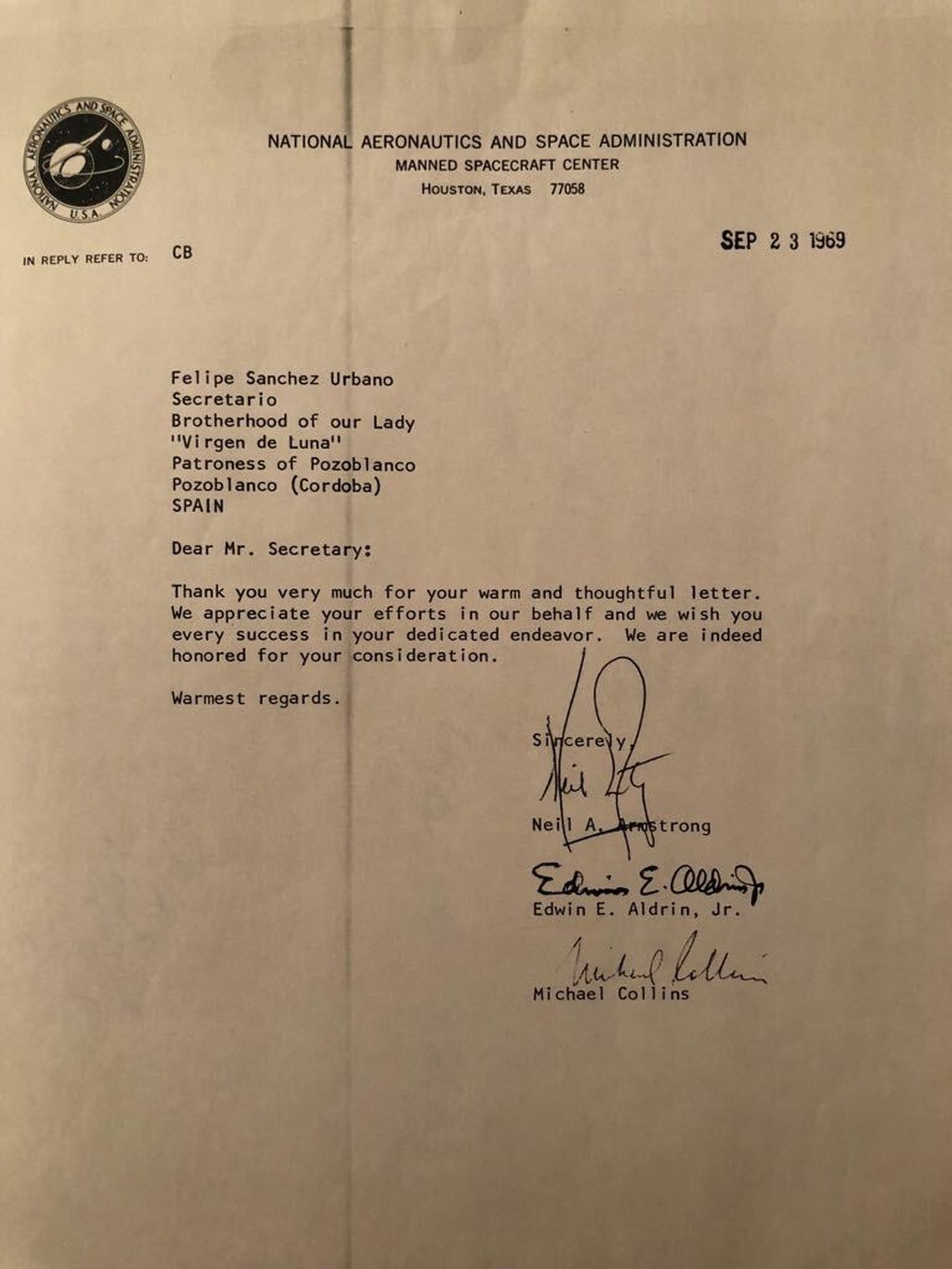 Respuesta de la NASA a la hermandad