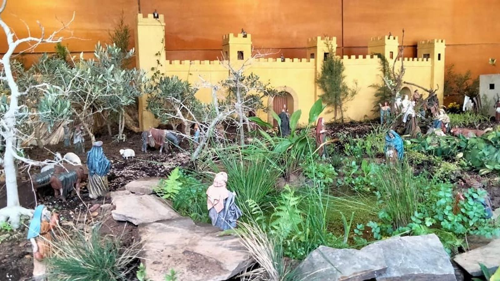 Belén del Jardín Botánico, realizado sobre una base de plantas naturales.