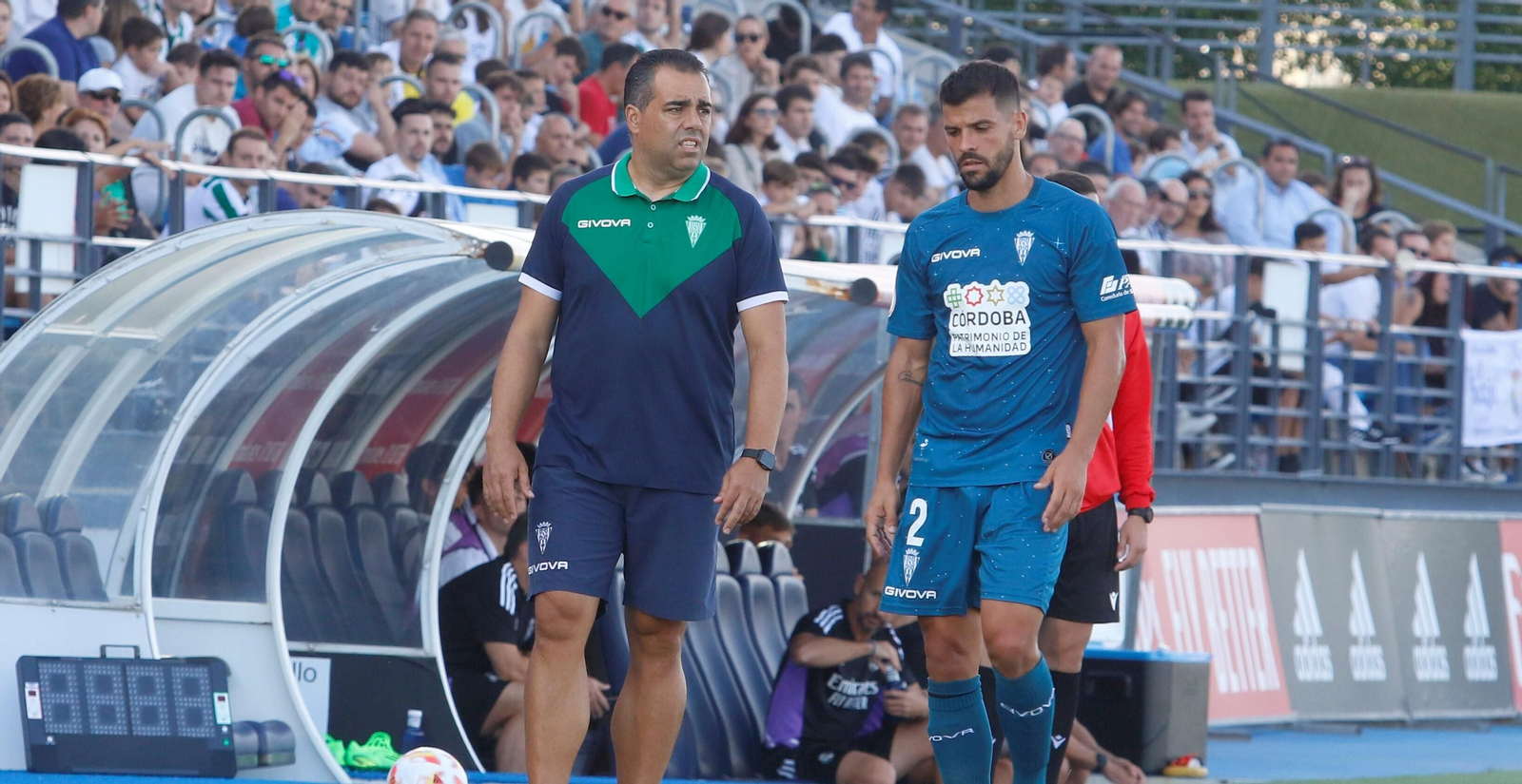 Germán Crespo, junto a José Ruiz, en la visita del Córdoba CF al Real Madrid Castilla.