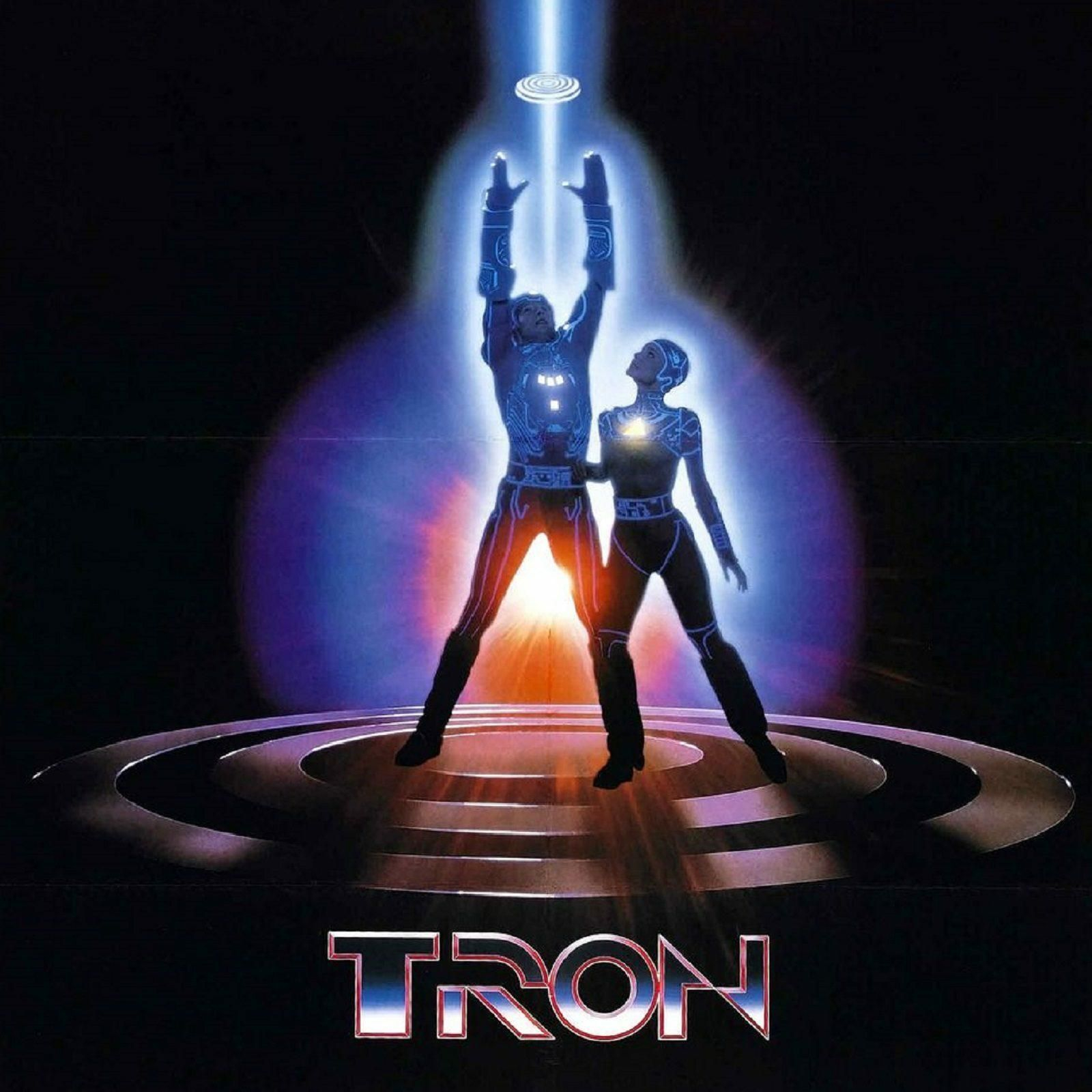 Detalle del cartel de la película de culto de ciencia ficción 'Tron'.