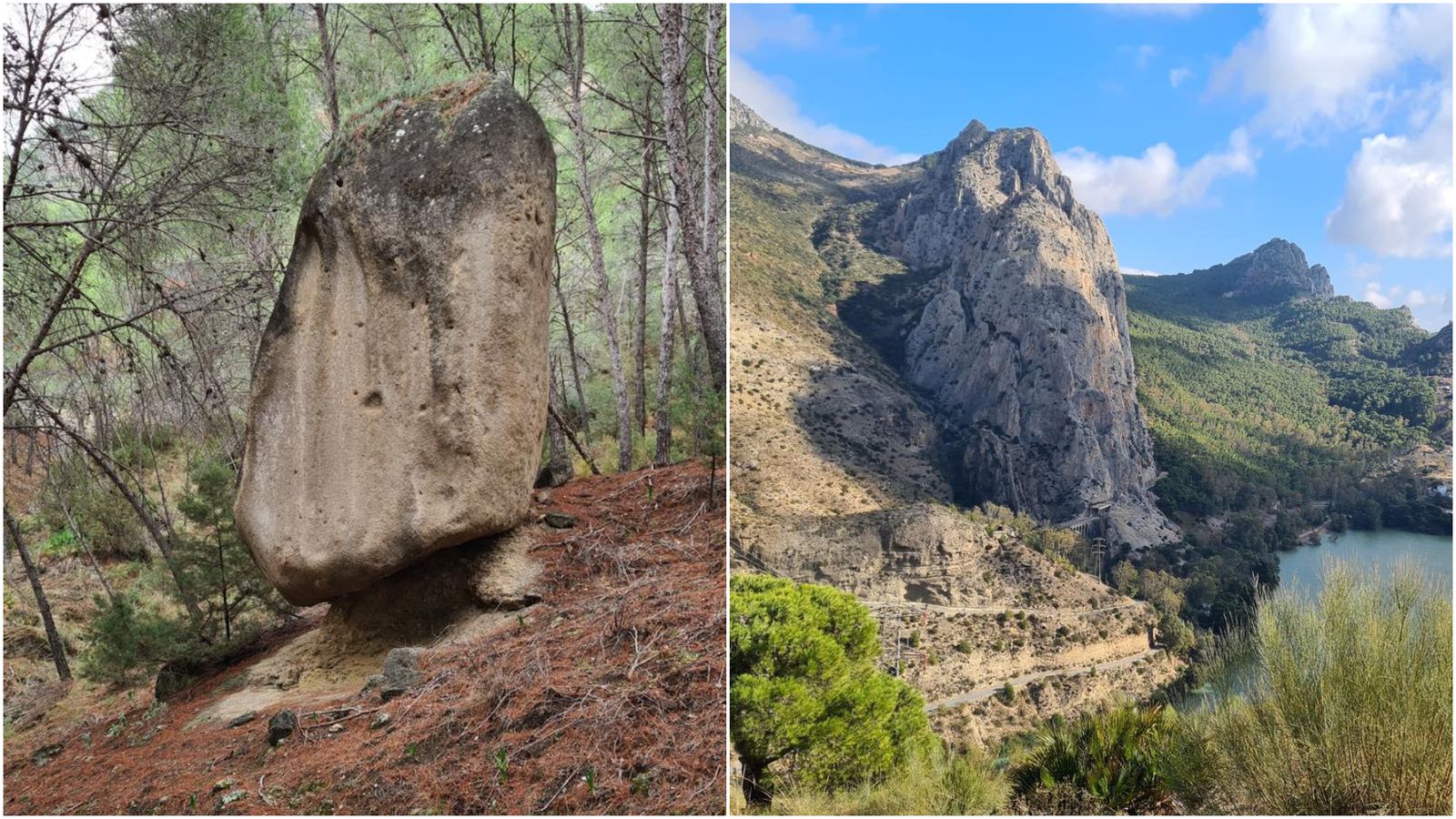 La 'piedra de Obélix' en el entorno de El Chorro.