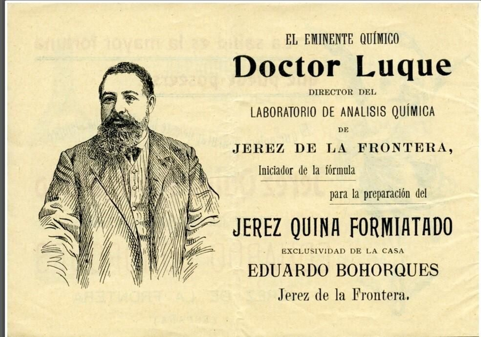 Folleto publicitario con el retrato del doctor Adulfo Luque.