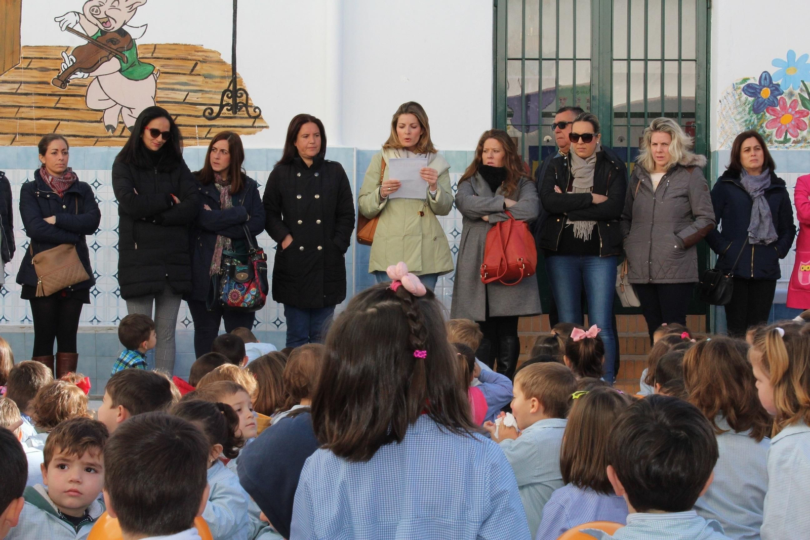 Lectura del manifiesto en el colegio Nuestra Señora del Carmen de La Palma.