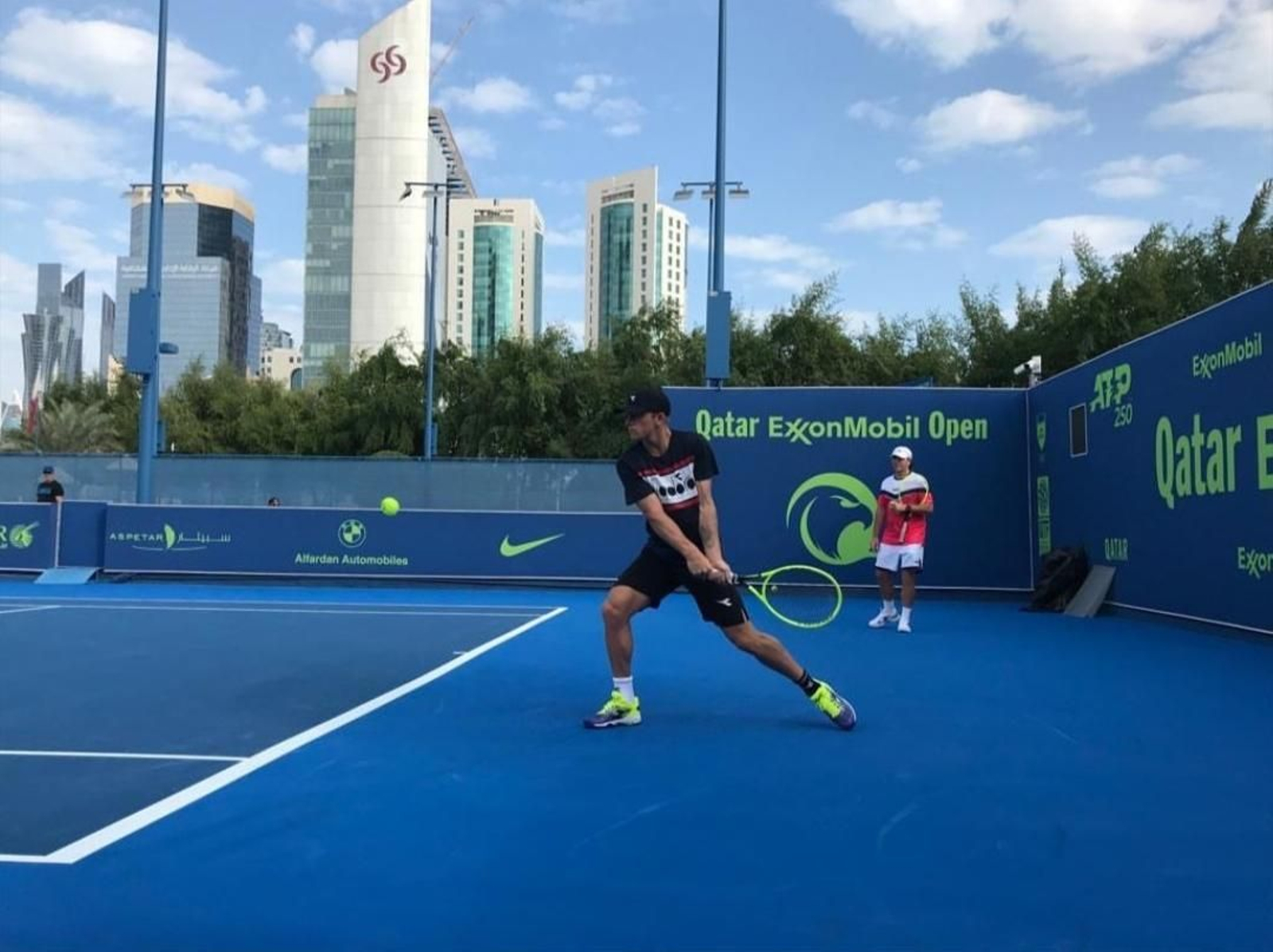 Davidovich, en un entrenamiento en Doha.