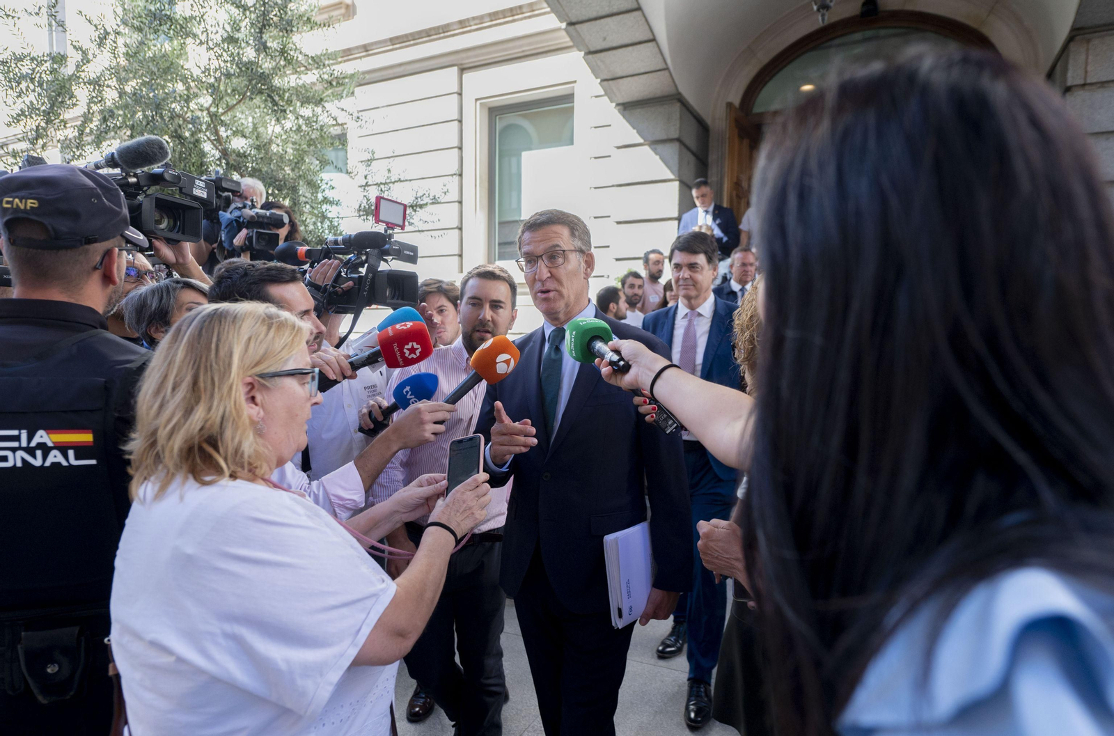 Feijóo a su llegada al Congreso de los Diputados.