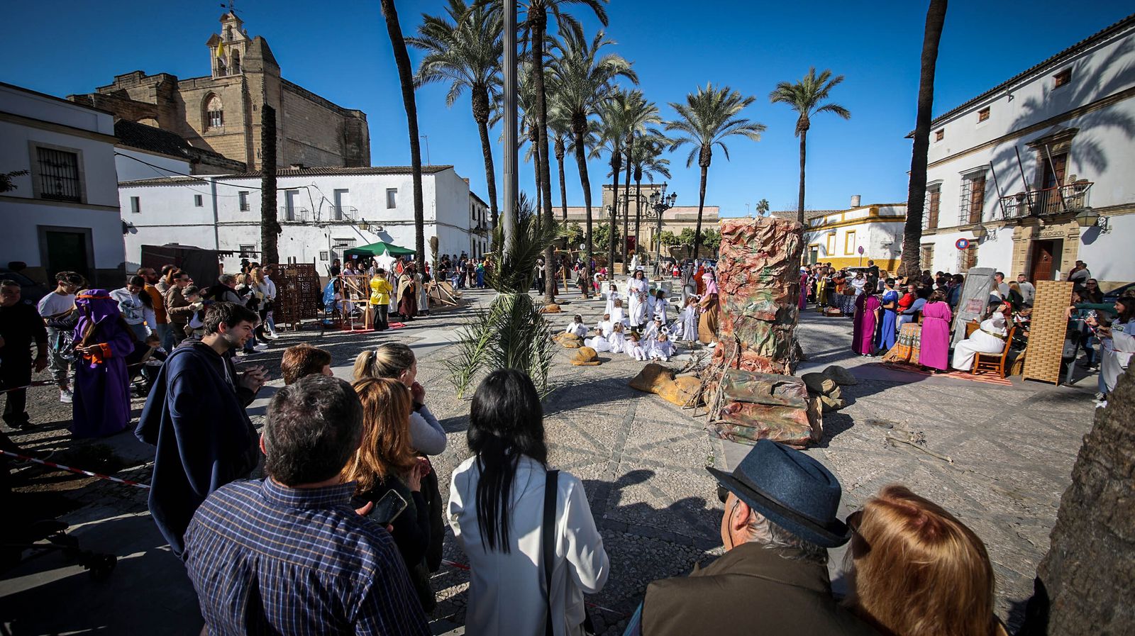 Belén viviente en la Plaza del Mercado de Jerez
