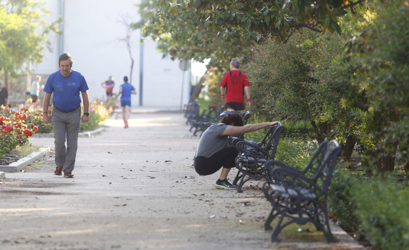 Varias personas practican actividad física en un parque de Córdoba.