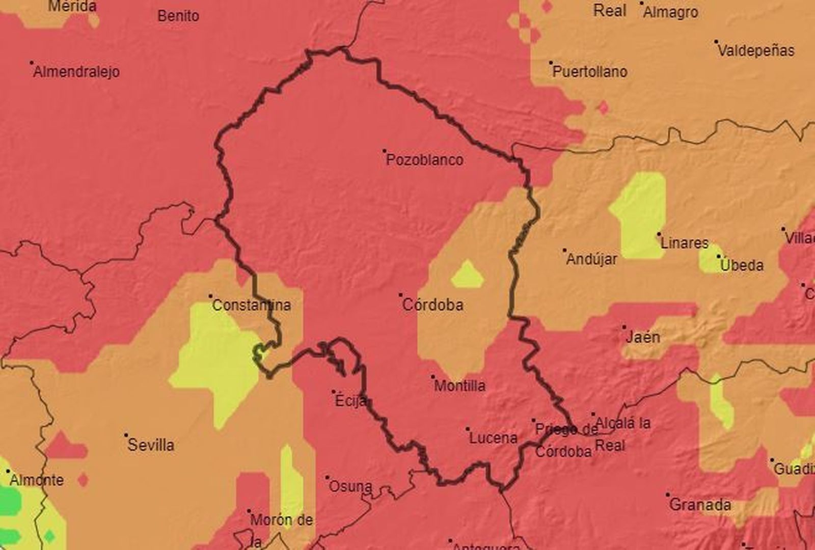 El mapa de la provincia, en color rojo.