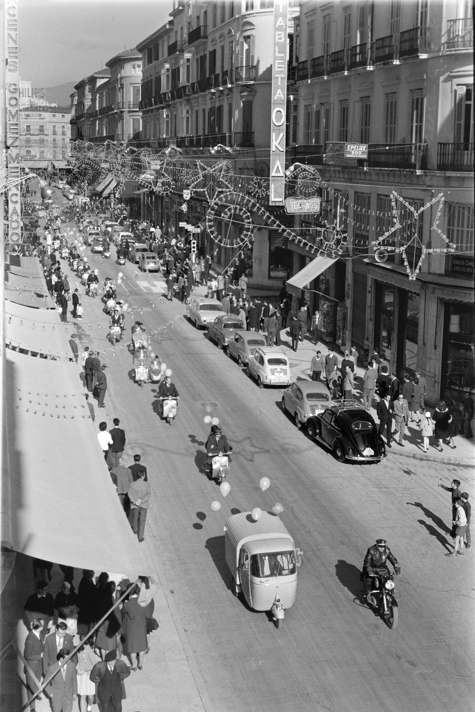 Calle Larios, centro y Corte Ingles en los 60
