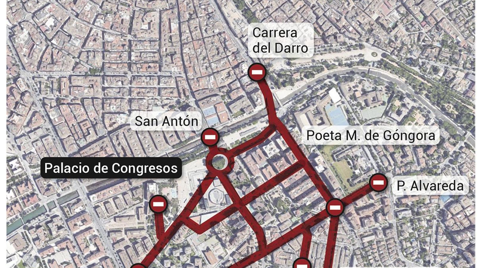 Dispositivo en torno al Palacio de Congresos. Fuente: Ayuntamiento de Granada.