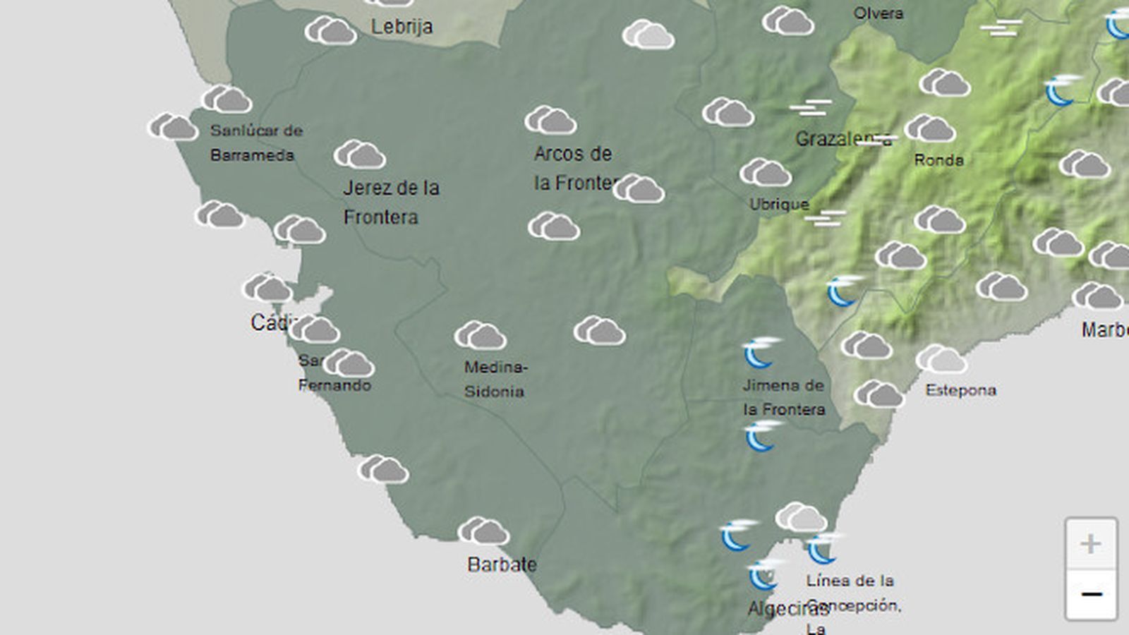 Cielos cubiertos este domingo por la tarde.